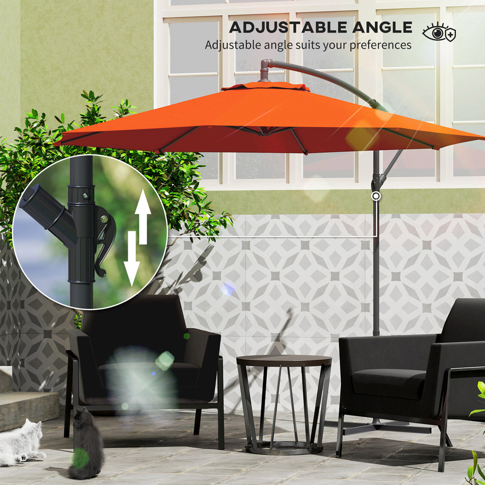 Outsunny Orange Banana Cantilever Parasol with Base 3m Image 8