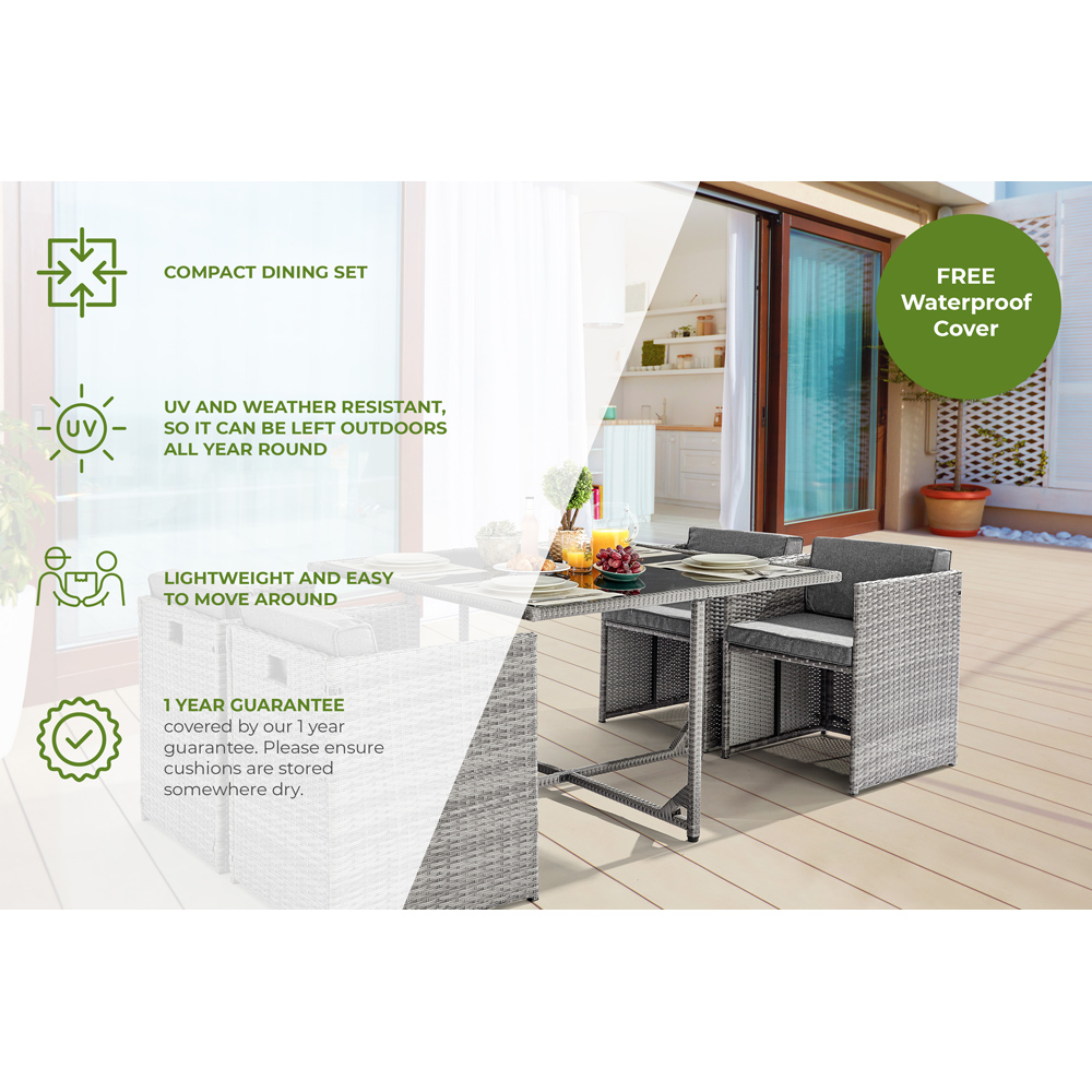 Furniturebox Paros Rattan 4 Seater Dining Set Black Image 8