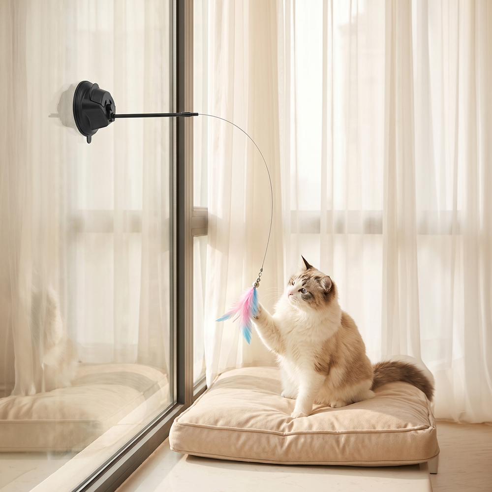 H&O Direct 8 Piece Suction Cup Cat Teaser Wand Toy Set Image 5