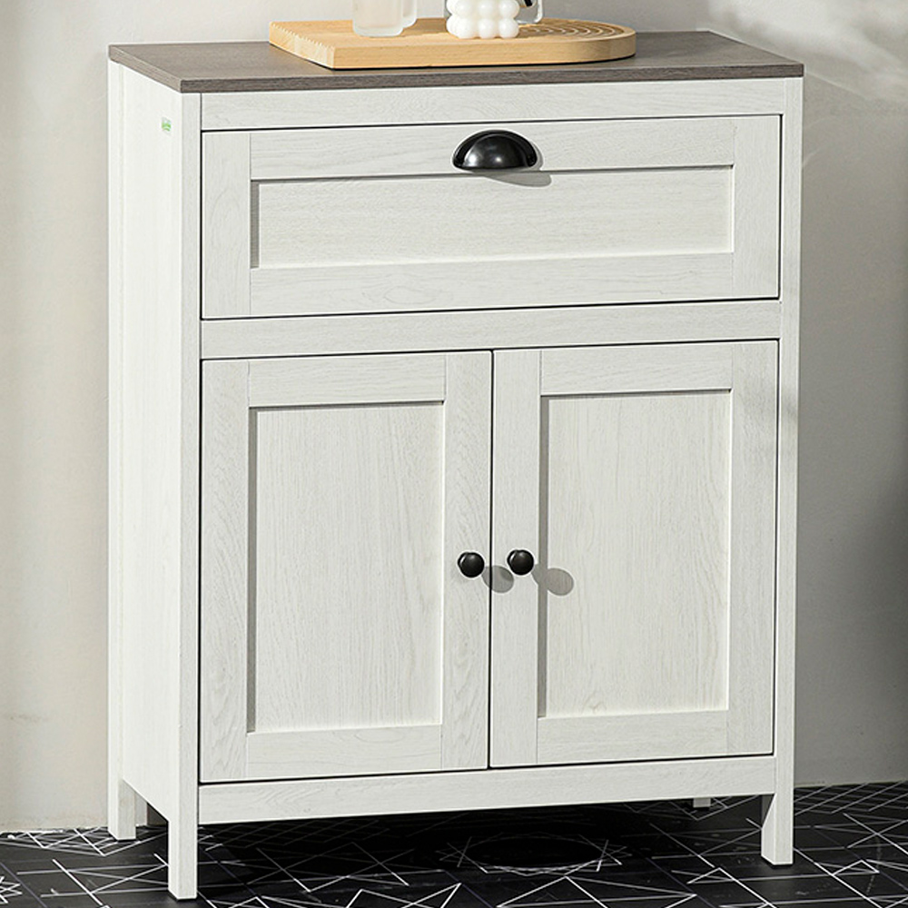 Kleankin White Single Drawer Floor Cabinet Image 1