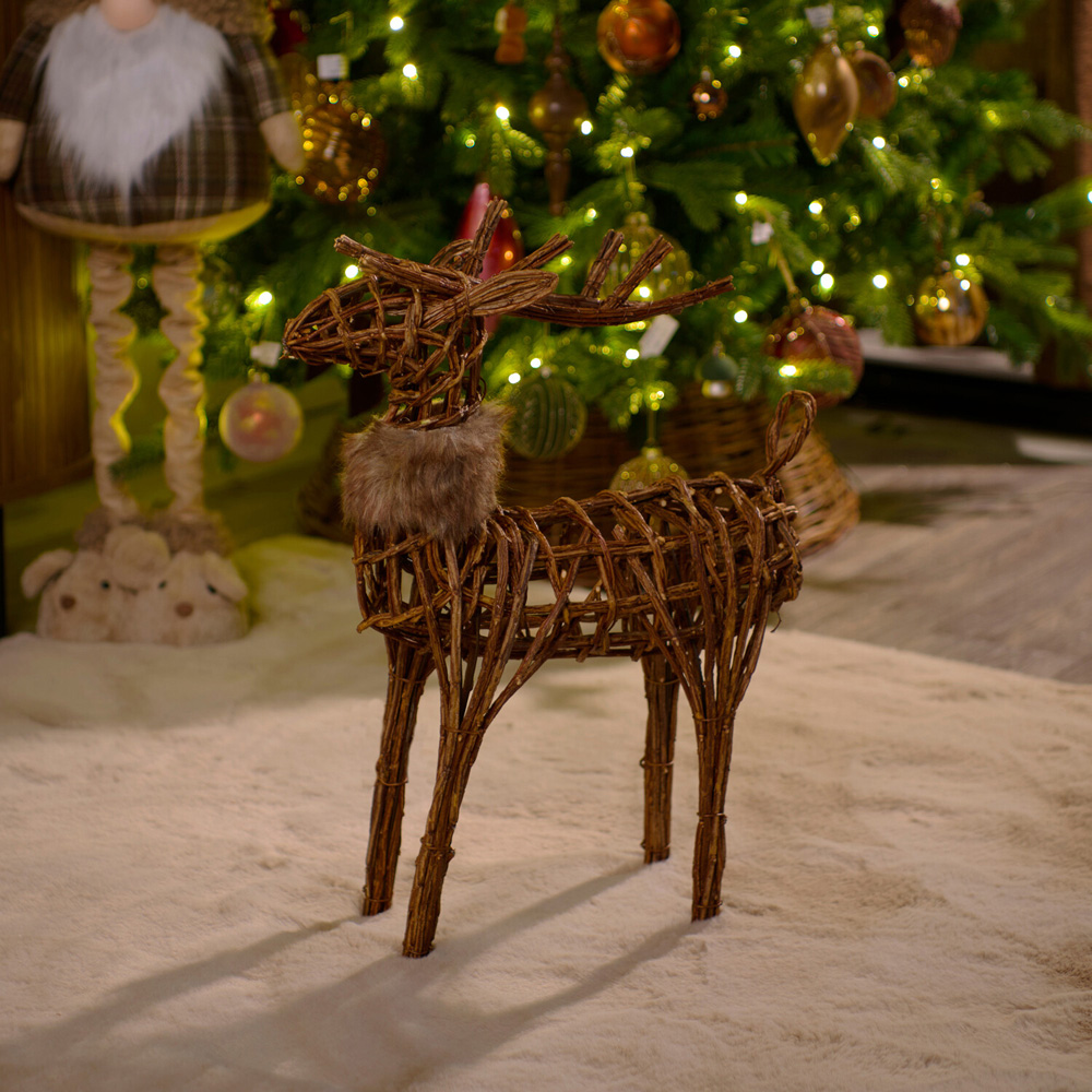 Rattan Standing Deer Decoration Brown Image 2