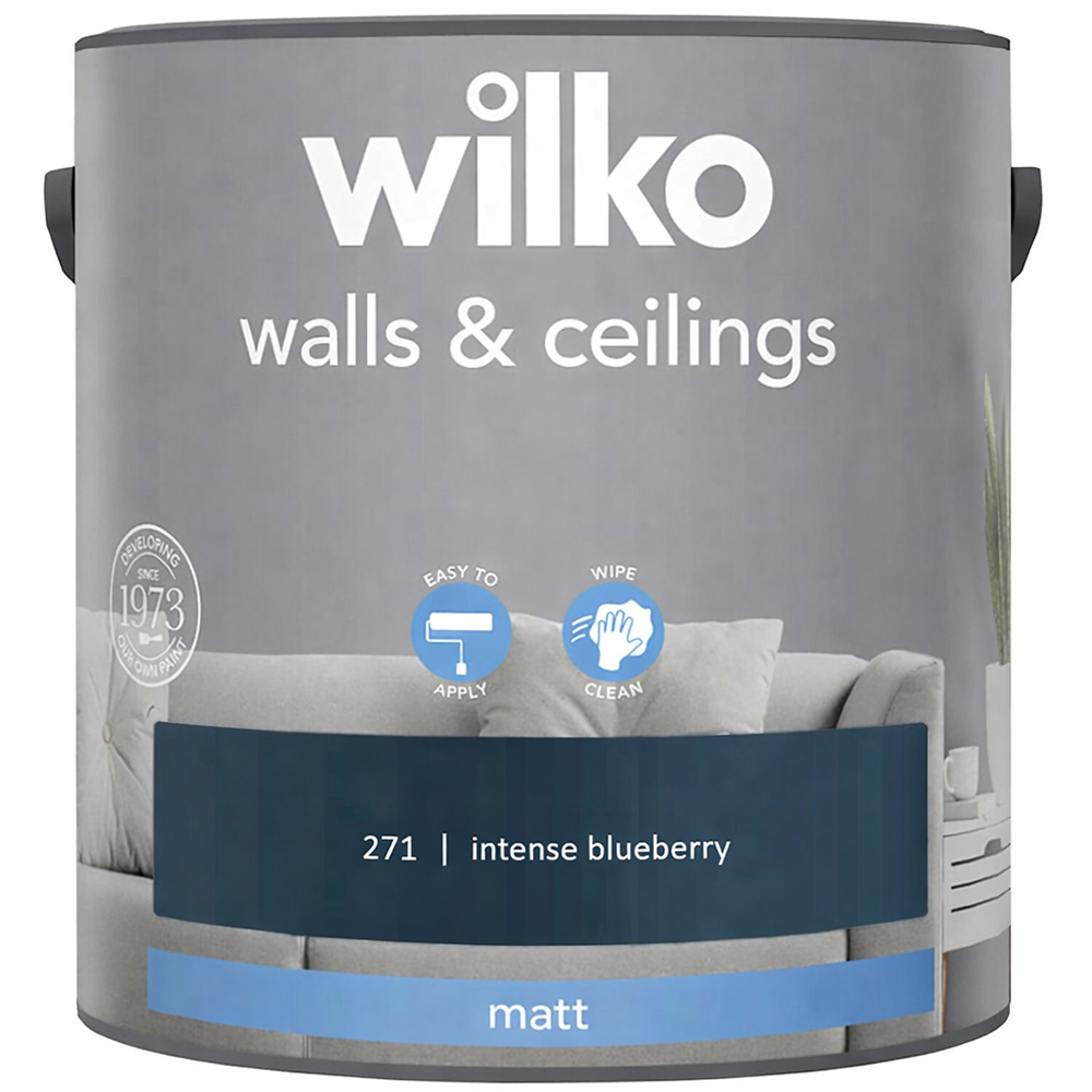 Wilko Walls & Ceilings Intense Blueberry Matt Emulsion Paint 2.5L Image 2