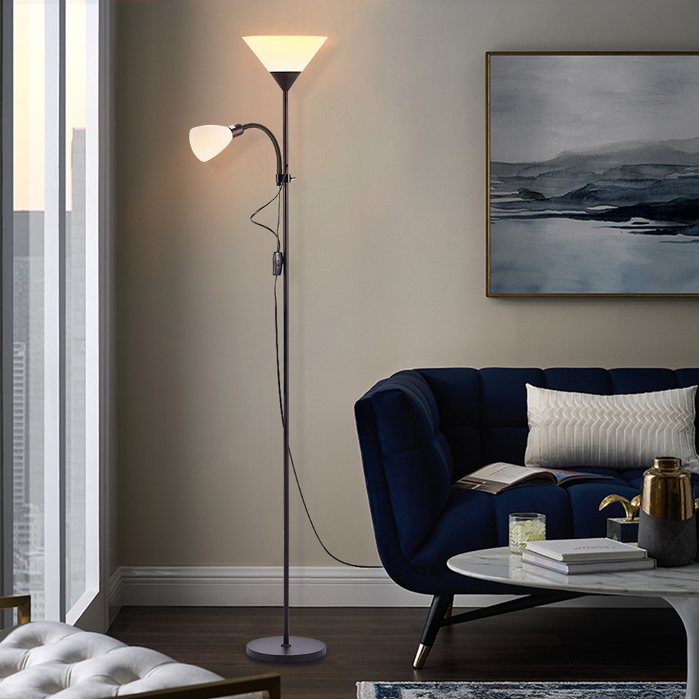 Living and Home Black 2 Head Floor Lamp Image 6