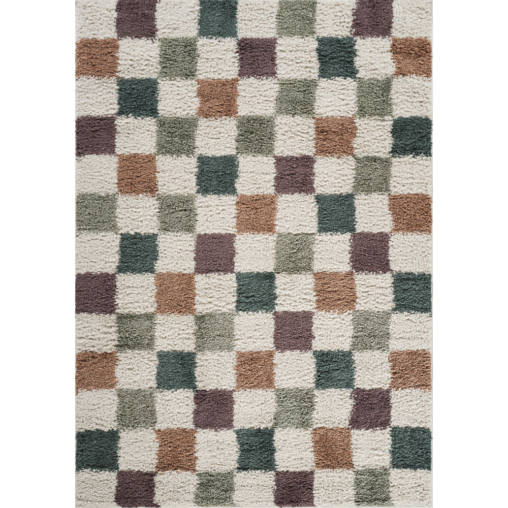 Desire Rugs Chester Multicolour Shaggy Checkered Rug 200 x 290cm Image 1
