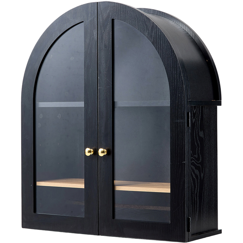 Living and Home 2 Door Black Wood-Grain Arched Wall Cabinet Image 2