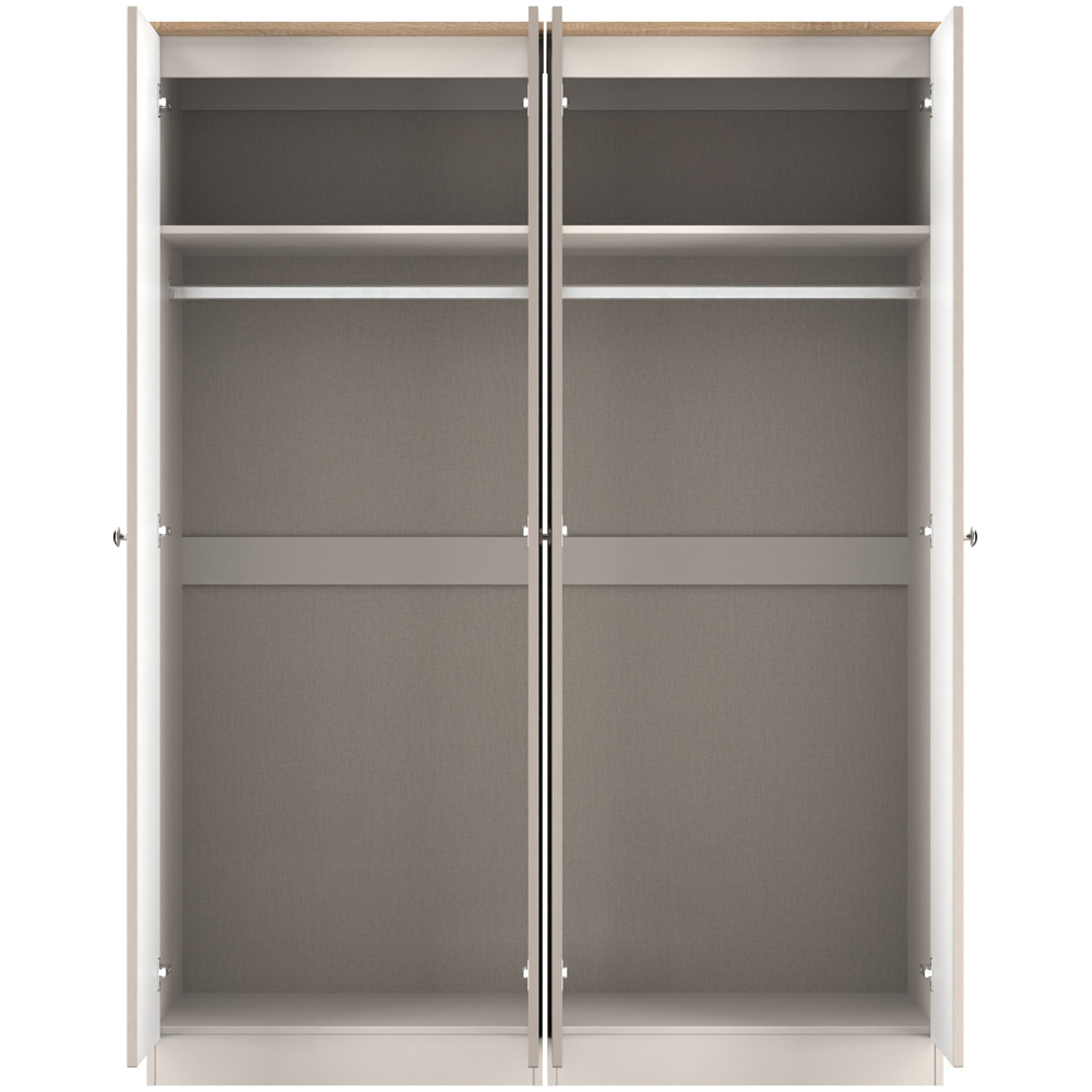 Crowndale Sussex 4 Door Kashmir Ash and Bardolino Oak Tall Mirror Wardrobe Ready Assembled Image 6