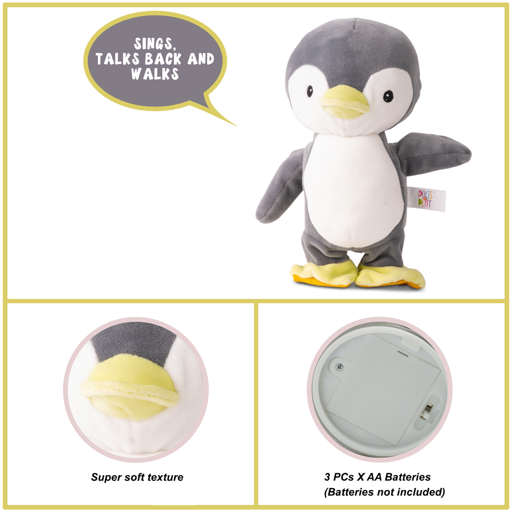 Pugs at Play Snowy Interactive Walking and Talking Penguin Plush Soft Toy Image 7