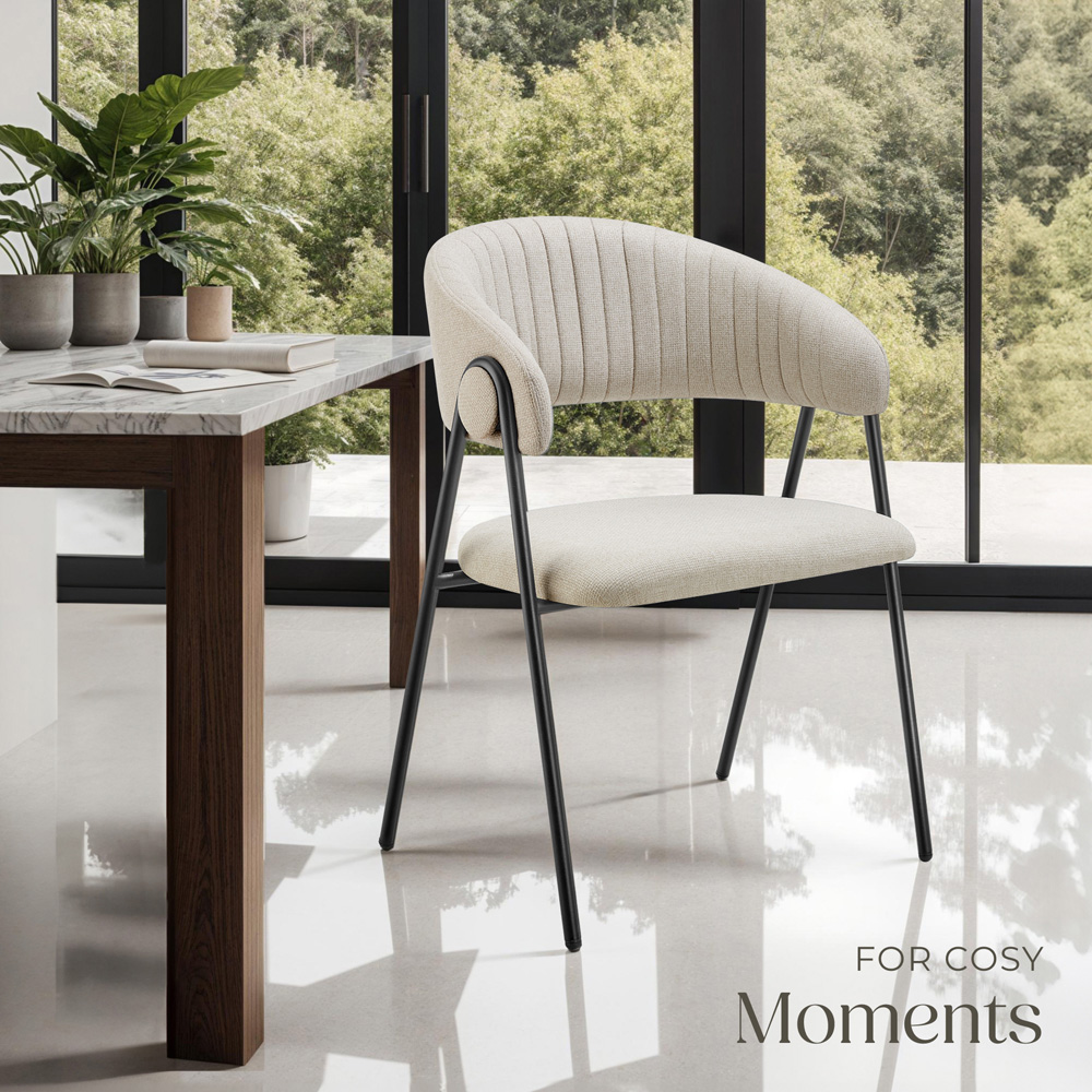 tectake Bedano Set of 4 Greige Dining Chair Image 3