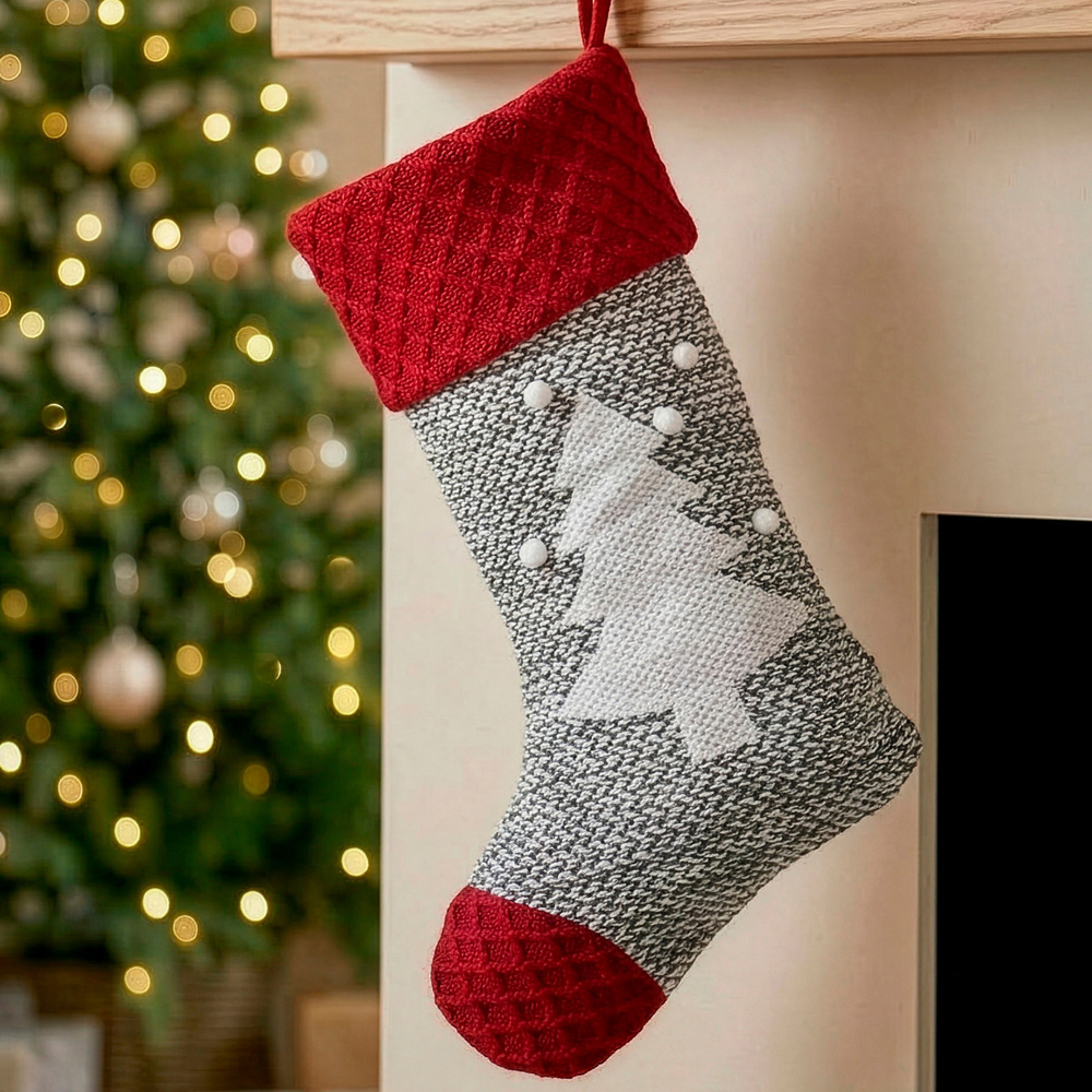Dibor Sweater Knit Christmas Tree Stocking Image 2