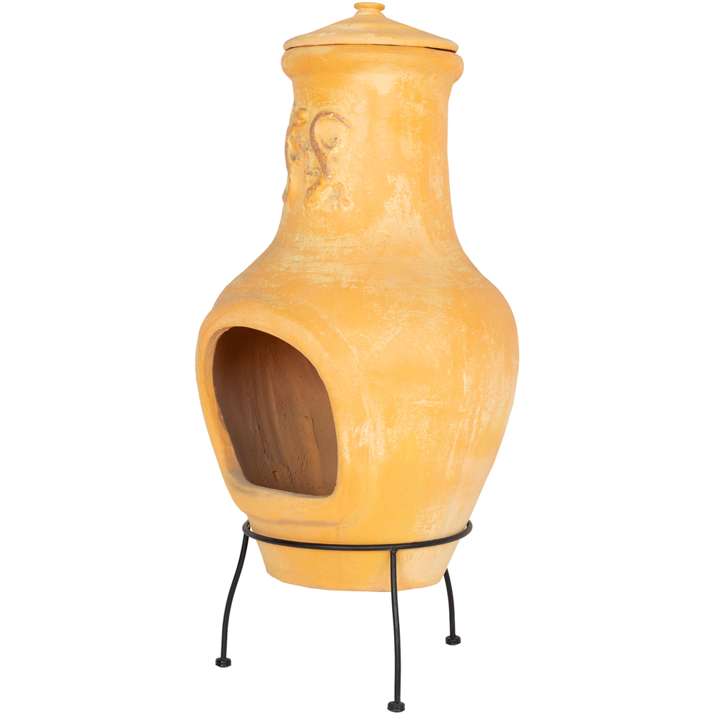Charles Bentley Snug Malaga Lizard Design Large Natural Clay Chiminea Image 3