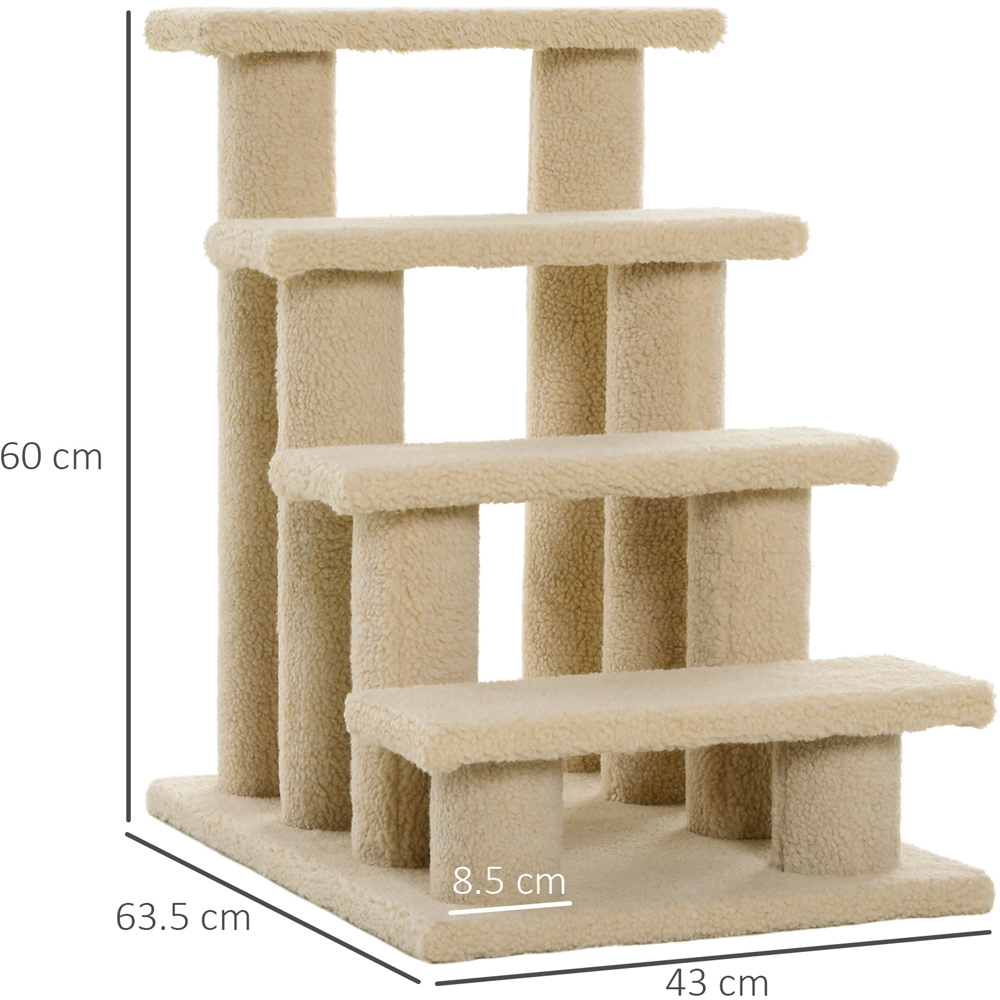 PawHut Brown 4 Stairs Cat Steps Image 9