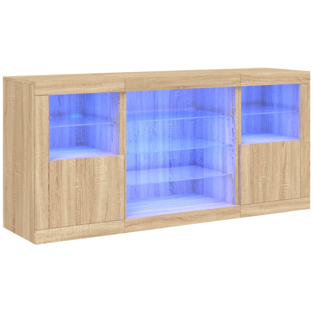vidaXL 2 Door 8 Shelf Sonoma Oak Sideboard with RGB LED Lights Image 2