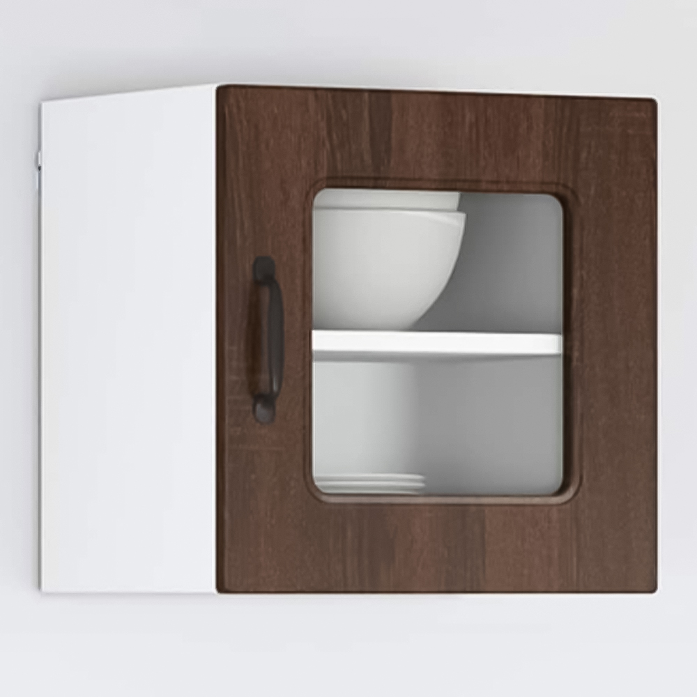 vidaXL Kalmar Single Glass Door Brown Oak Wall Mounted Kitchen Cabinet Image 1