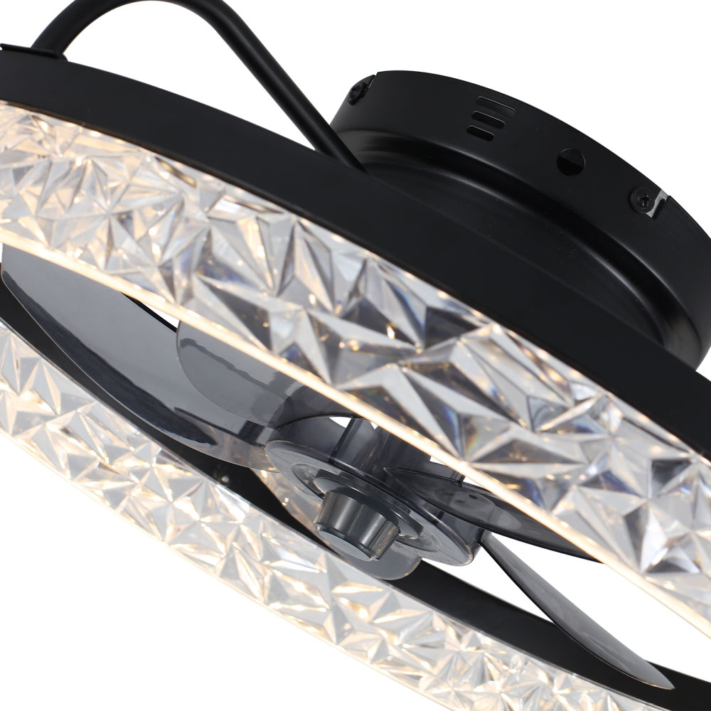 Living and Home 5 Blade Round Crystal Ceiling Fan Light 19 inch Image 3