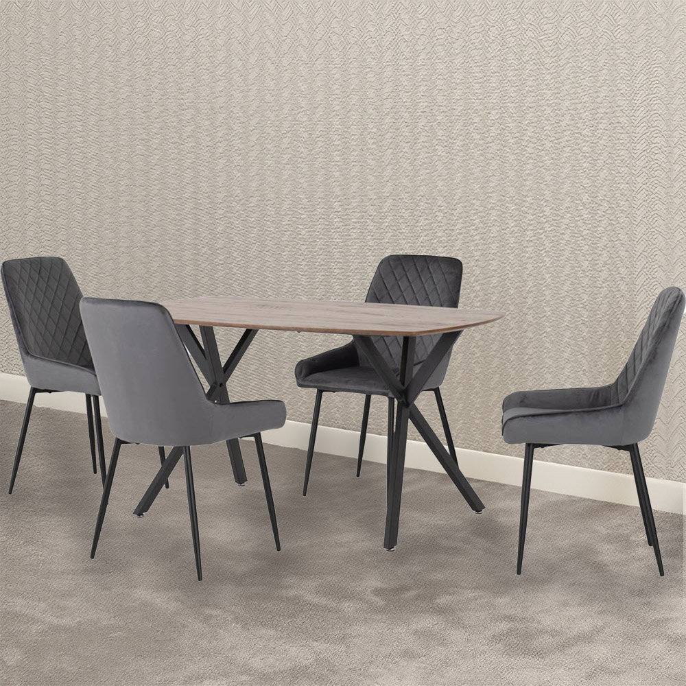 Seconique Athens Avery 4 Seater Dining Set Oak and Grey Image 1
