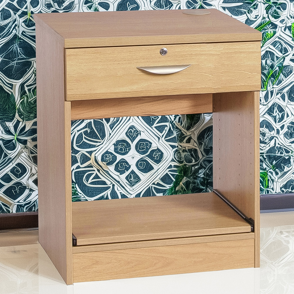 R White Cabinets Single Drawer Printer Desk Stand Brown Image 1