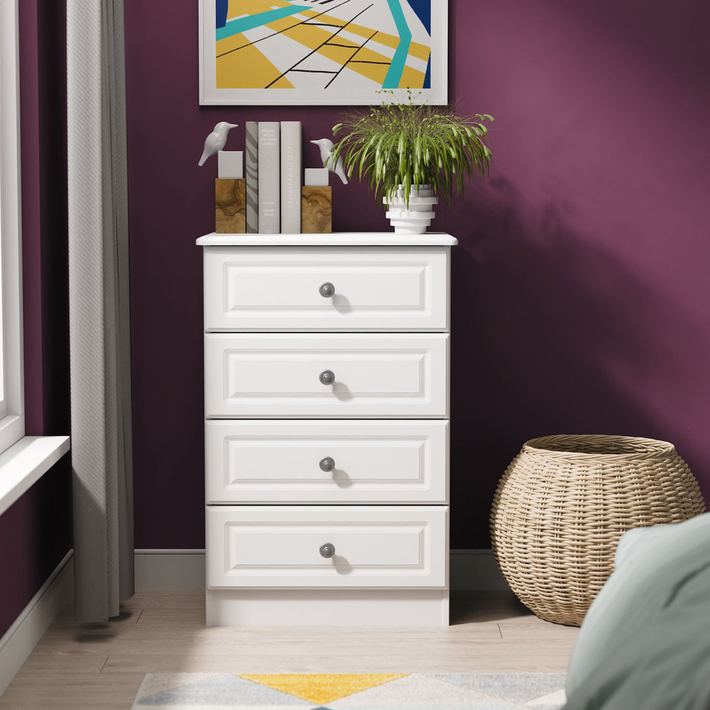 Crowndale Pembroke 4 Drawer Matt White Midi Chest of Drawers Ready Assembled Image 7