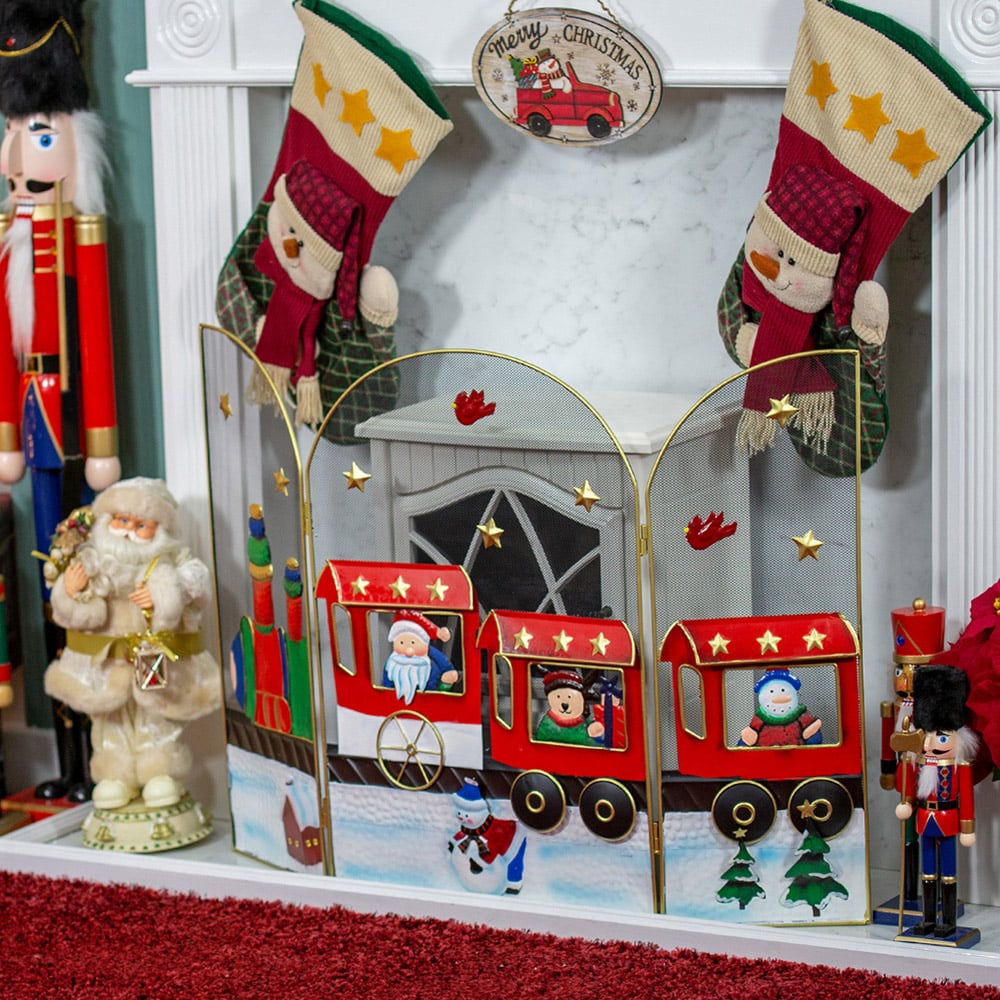 The Christmas Workshop Santa and Snowman Train Fire Guard Image 3