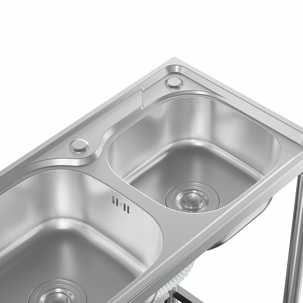 Living and Home Double Trough 201 Stainless Steel Sink Image 4