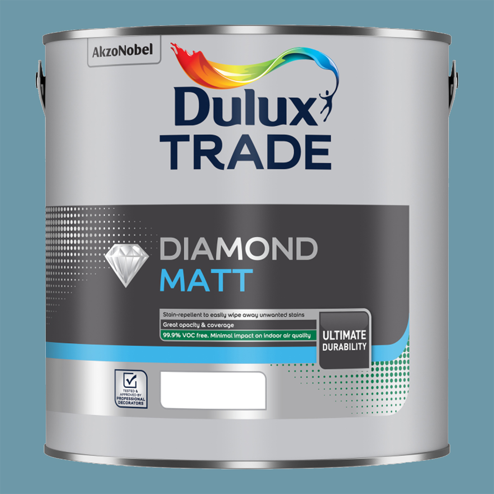 Dulux Trade Stonewashed Blue Walls and Ceilings Diamond Matt Paint 5L Image 2