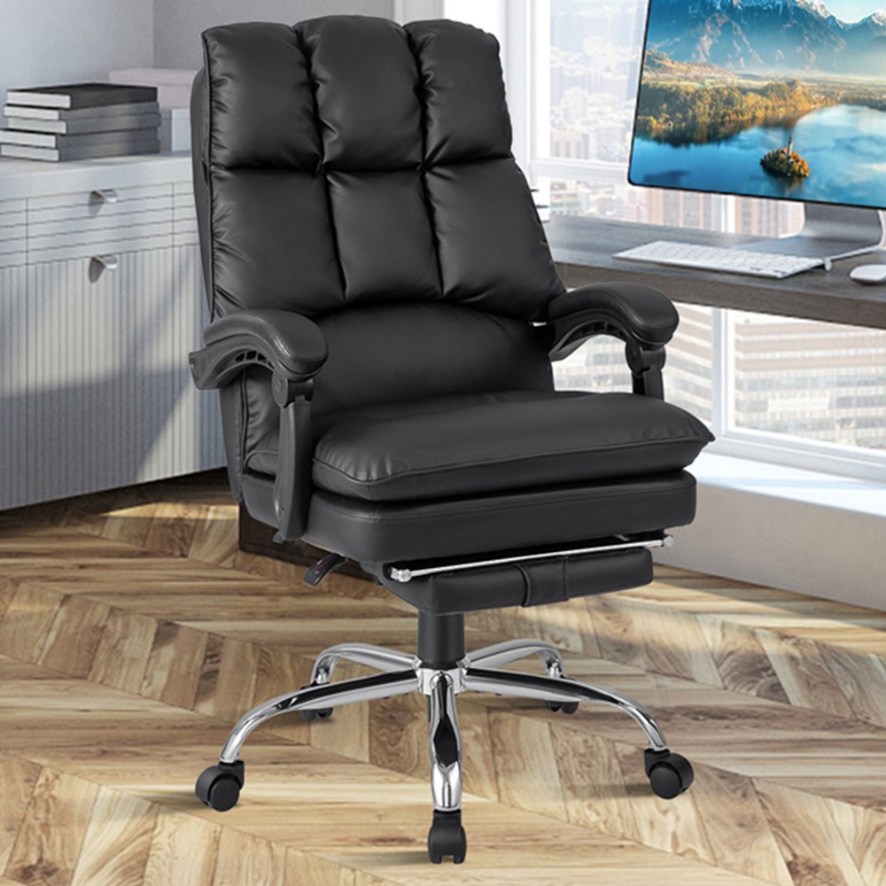 Costway Black Ergonomic Adjustable High Back Rolling Computer Chair with Footrest Image 1