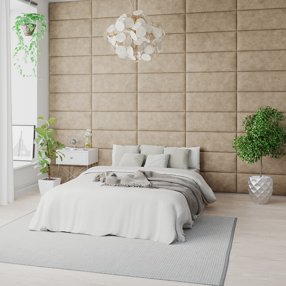Aspire EasyMount Beige Kimiyo Linen Upholstered Wall Mounted Headboard Panels 8 Pack Image 2