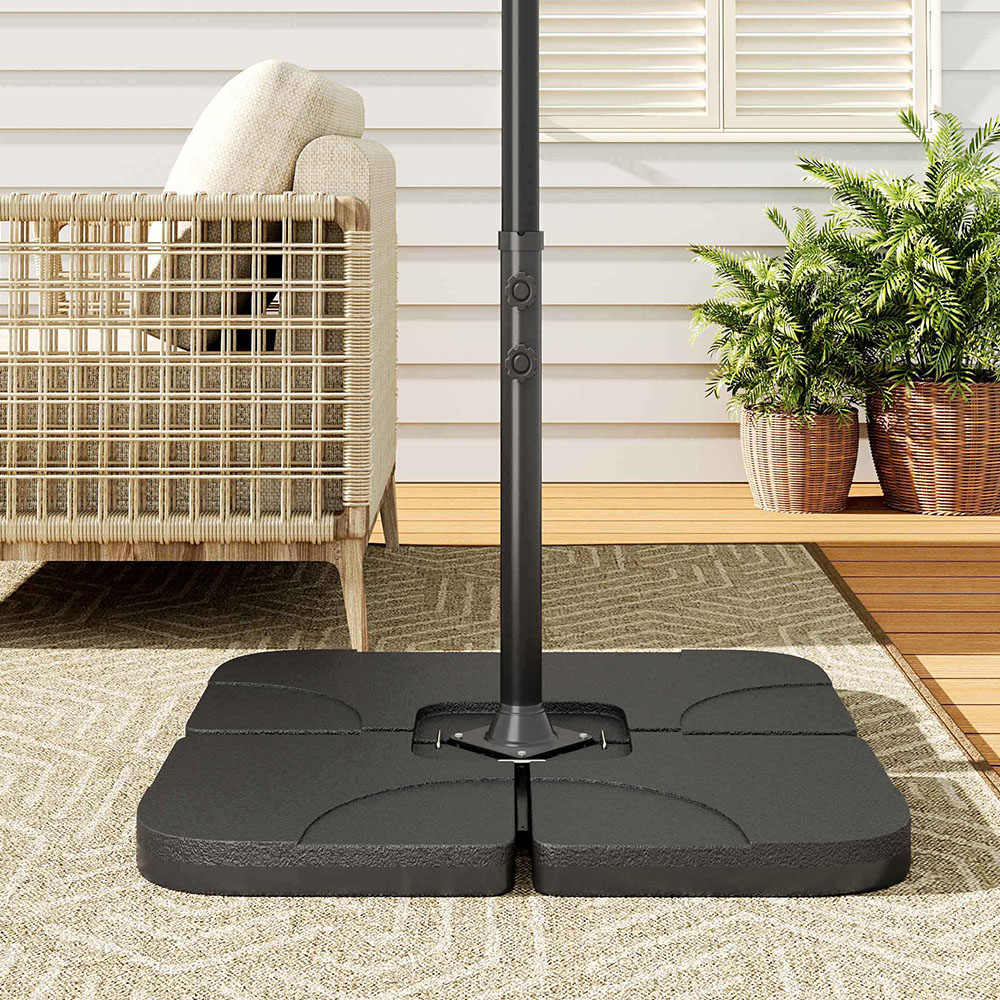 Living and Home Beige Round Crank and Tilt Parasol with Square Fillable Base 3m Image 2