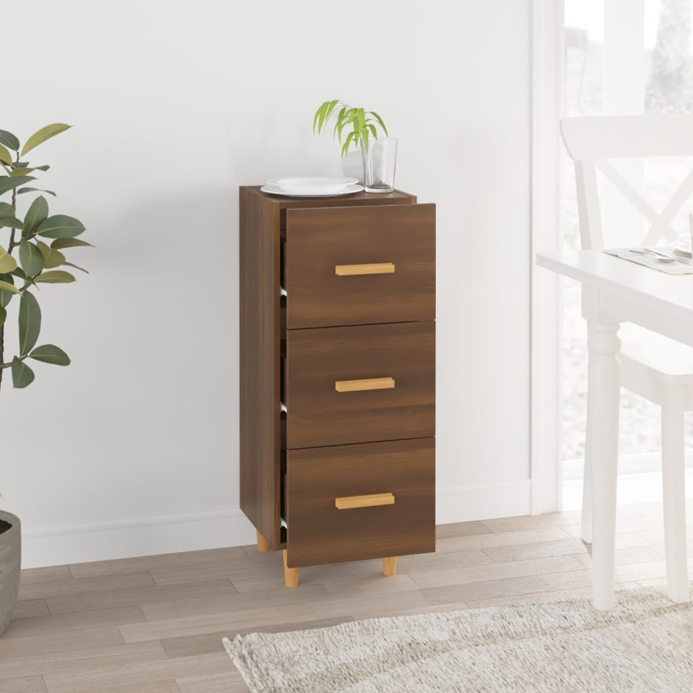 vidaXL 3 Drawer Brown Oak Sideboard Image 3