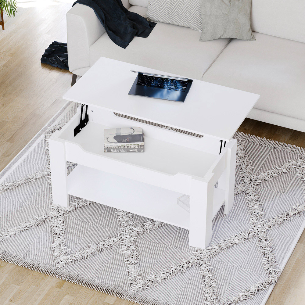 Vida Designs White Lift Up Coffee Table Image 6