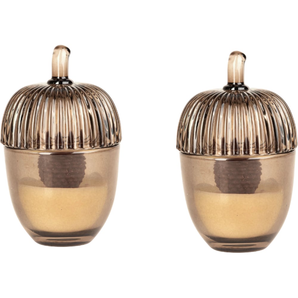 Garden Mile Brown Acorn Decorative Candle Set 2 Pack Image 1