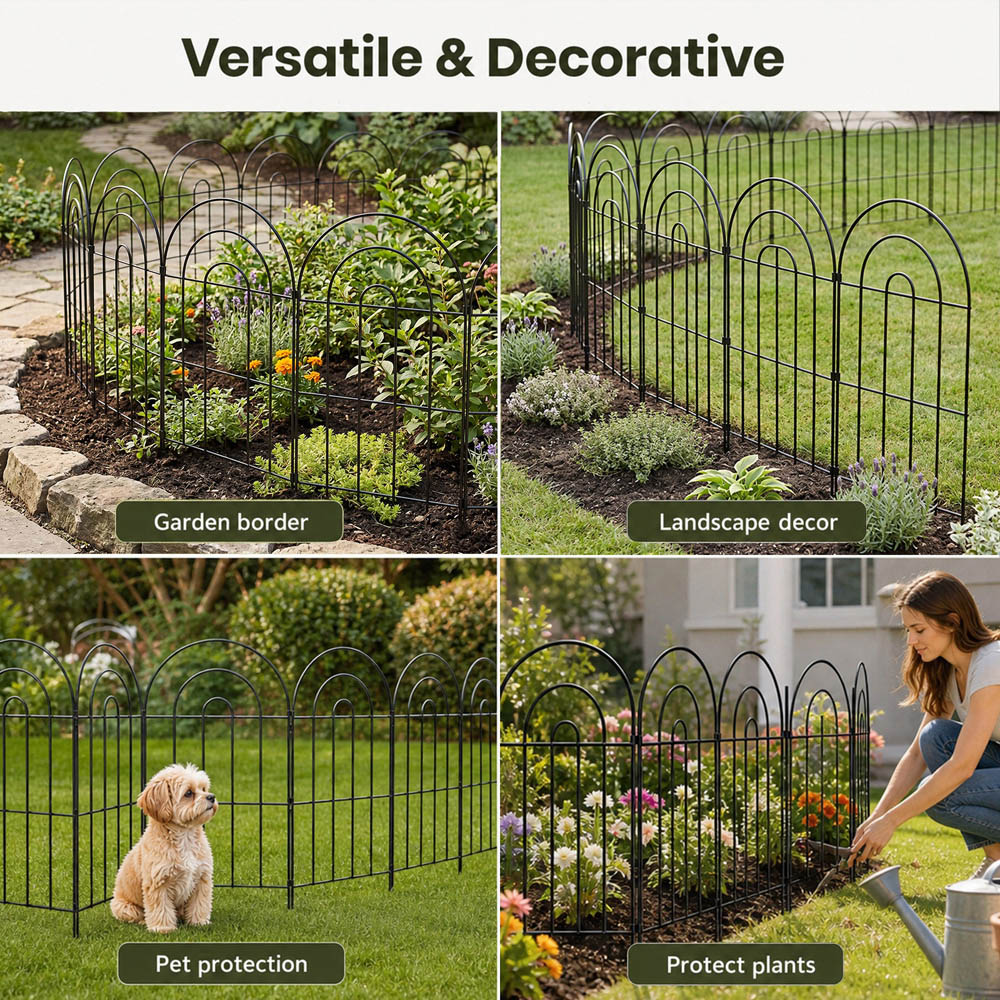 Levede Mountview 10 Piece Black Steel Garden Fence Image 6