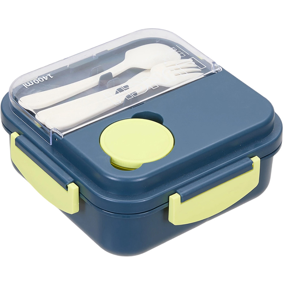 Living and Home 1.4L Blue Lunch Box with Cutlery Set Image 2