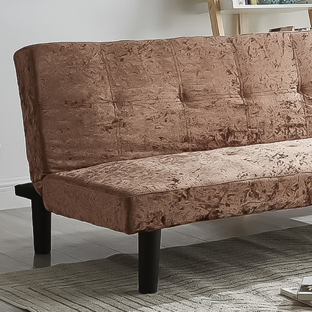 Brooklyn 3 Seater Brown Crush Velvet Sofa Bed Image 2