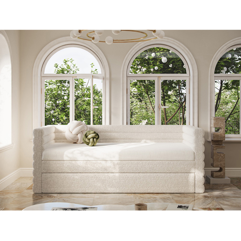 Flair Yuma Single Cream Boucle Guest Bed Image 4