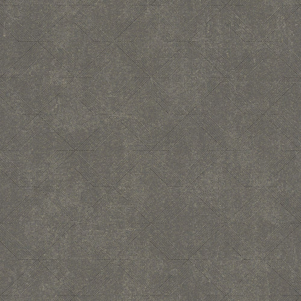Grandeco Danillo Soft Geometric Pattern Metallic Blown Vinyl Charcoal Black Wallpaper Image 1