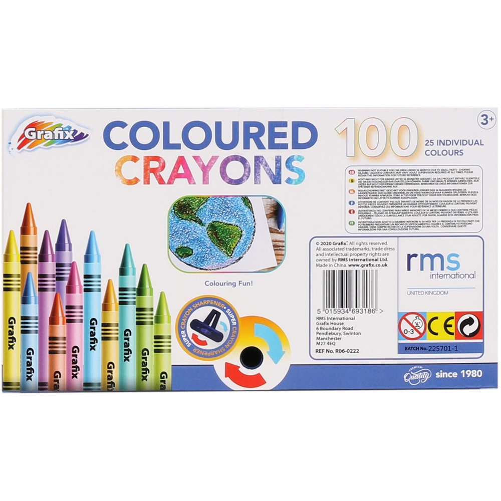 Pack of 100 Colouring Crayons with Sharpener Image 2