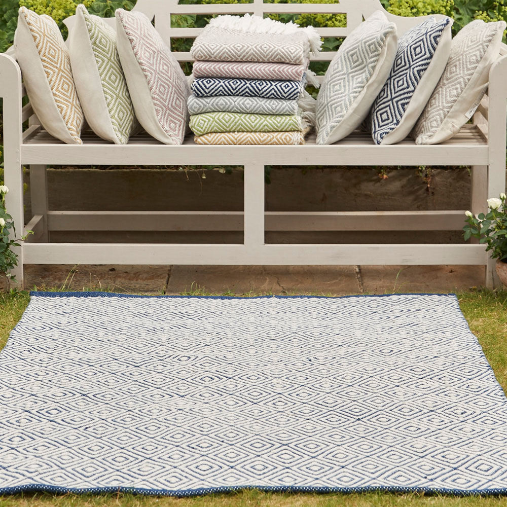 Hug Rug Navy Woven Diamond Rug 120 x 170cm Image 3