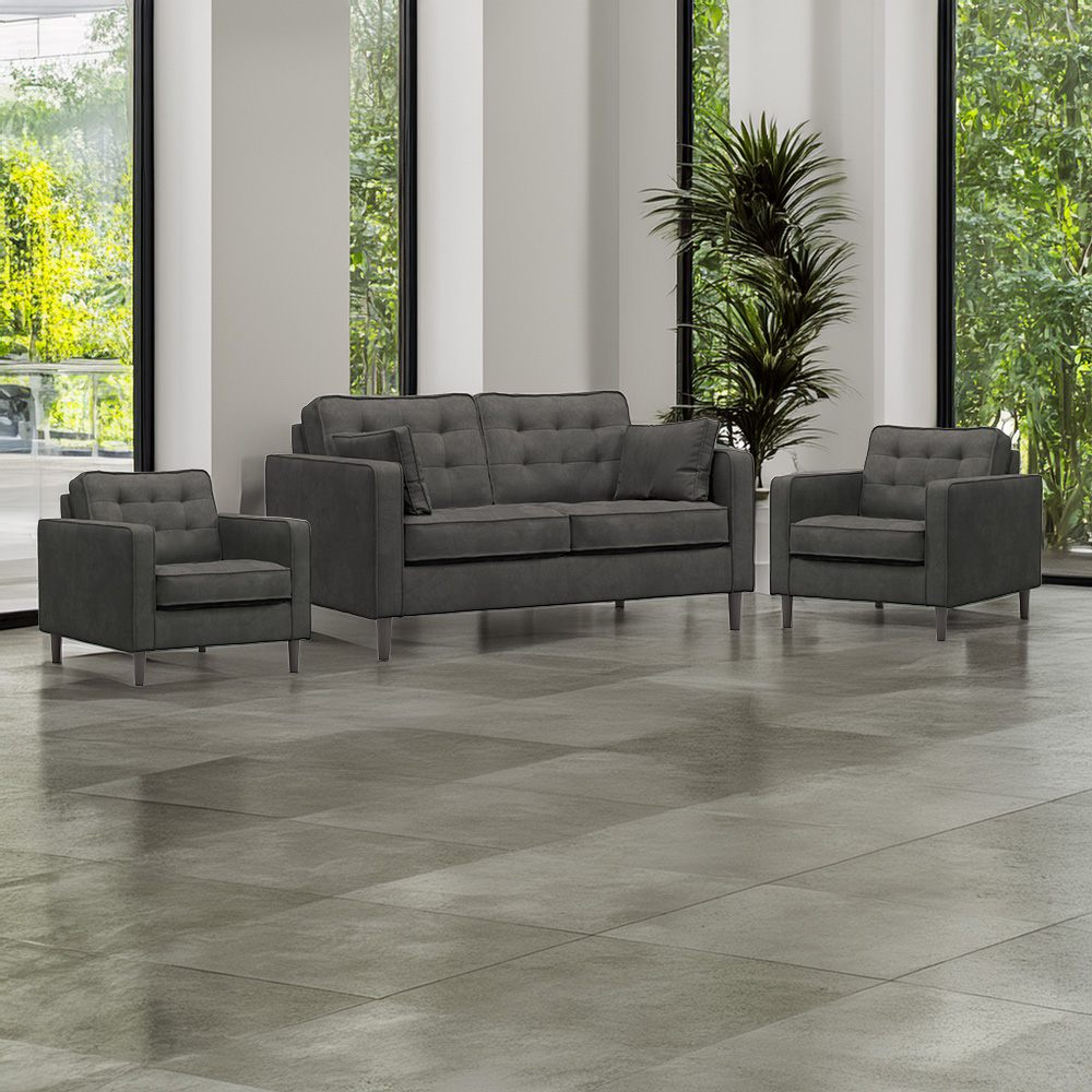 Eden 4 Seater Graphite Chenille Sofa Suite Image 1