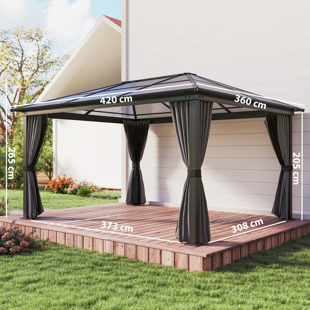 Outsunny 4.2 x 3.6m Black Aluminium Frame Hardtop Gazebo Image 8