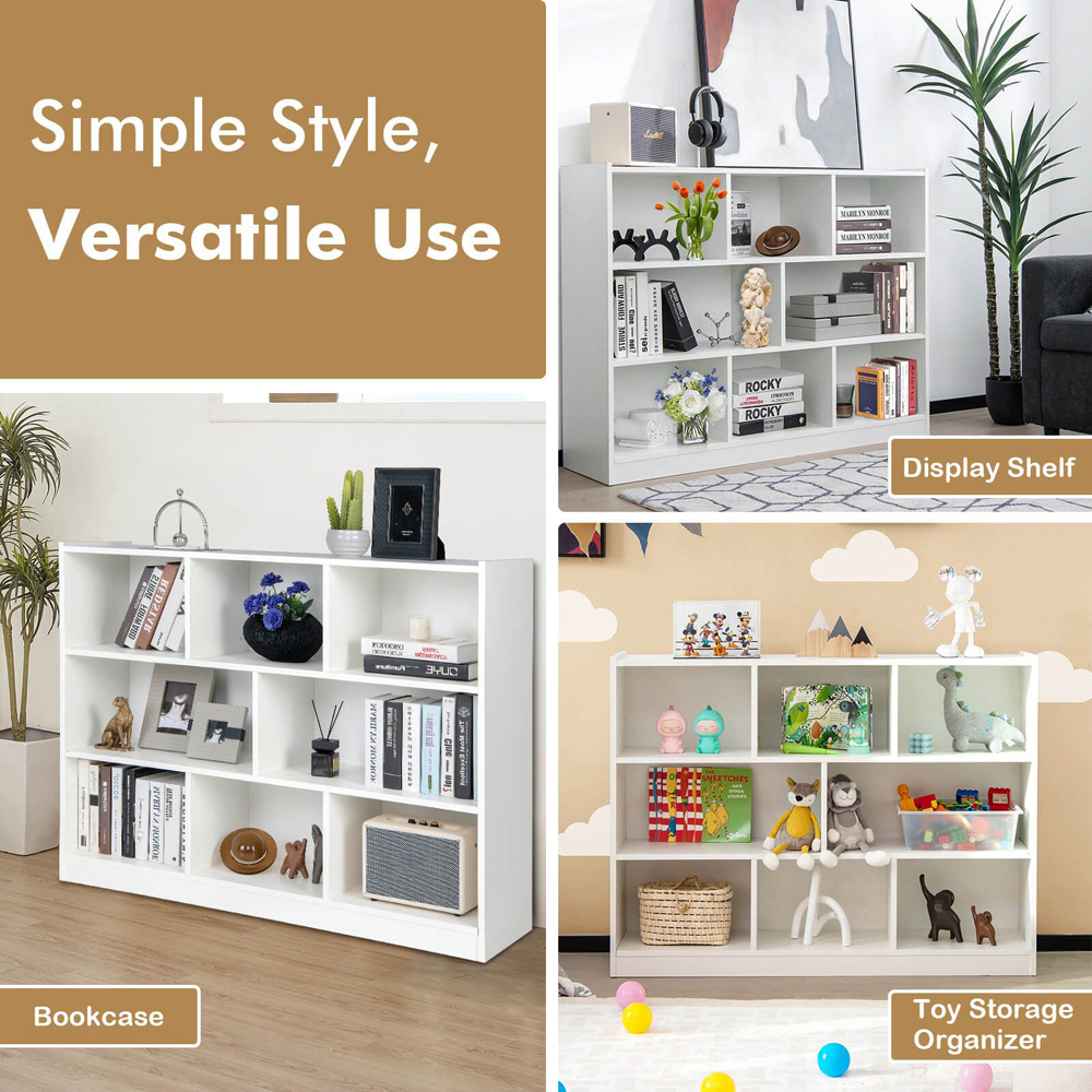 Costway 8 Shelf White Floor Standing Open Bookshelf Image 4