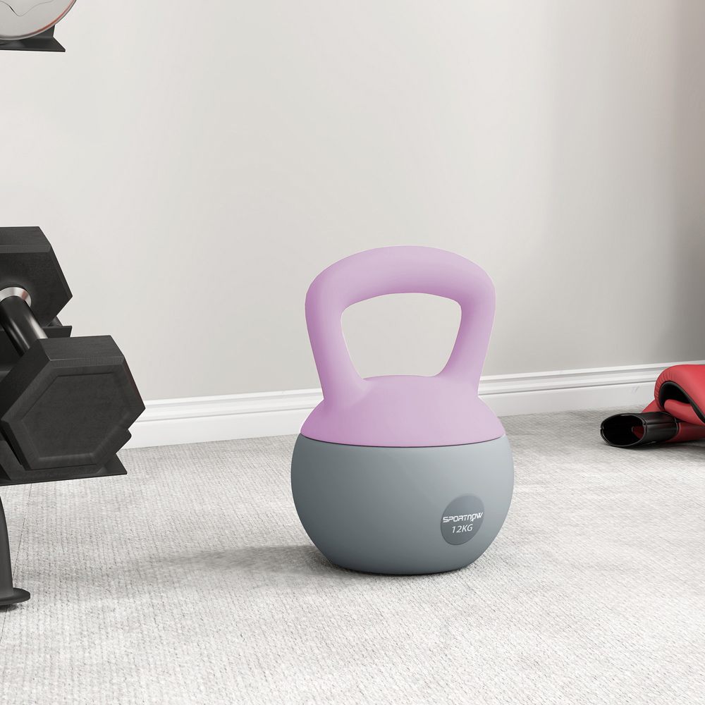 SPORTNOW Purple and Grey Soft Body Kettlebell with Non Slip Handle 12kg Image 5