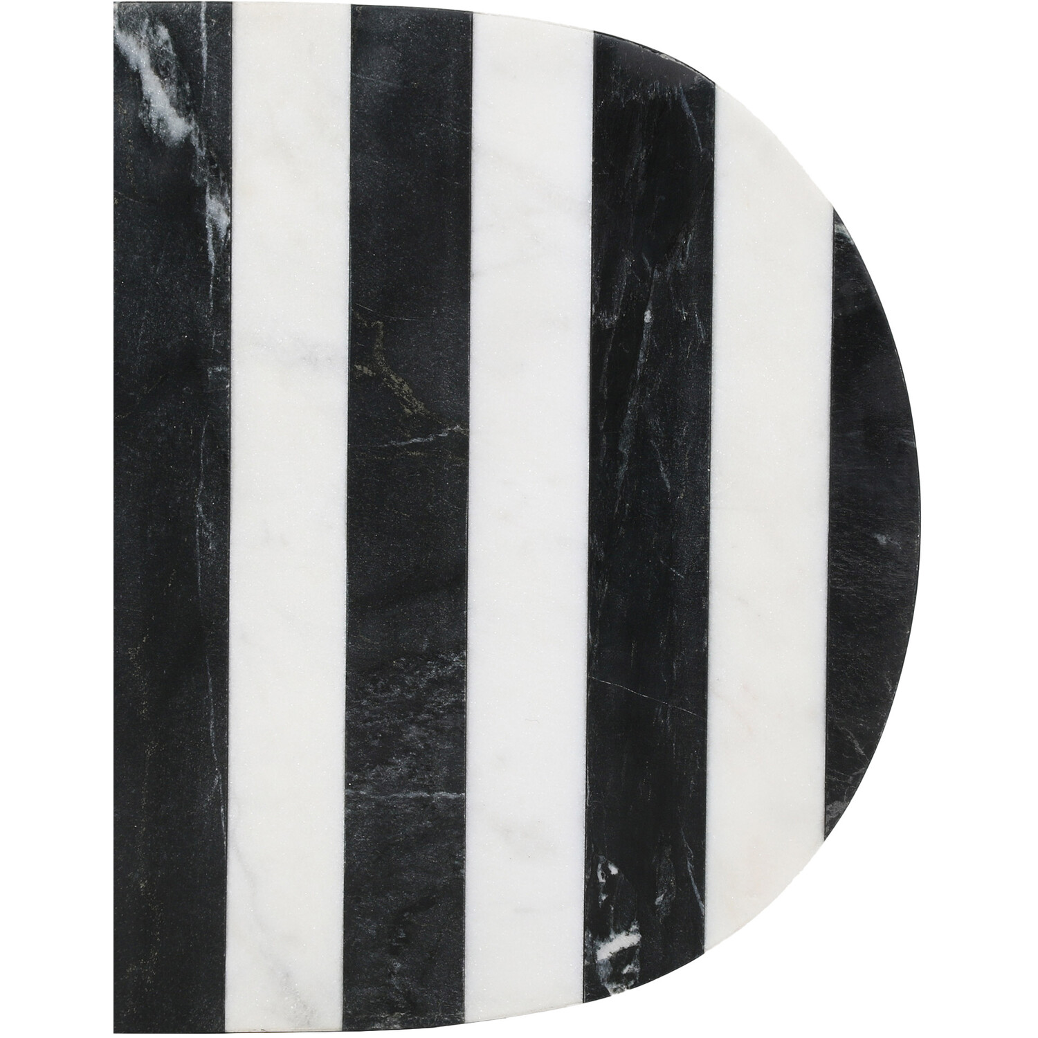 Striped Marble Oval Serving Board - White & Black Image 2
