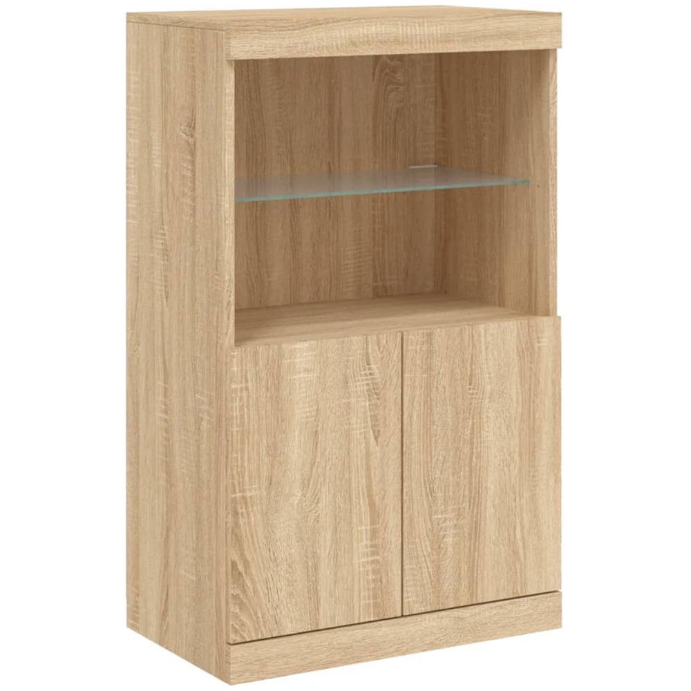 vidaXL 2 Door 2 Shelf Sonoma Oak Sideboard with LED Lights Image 2