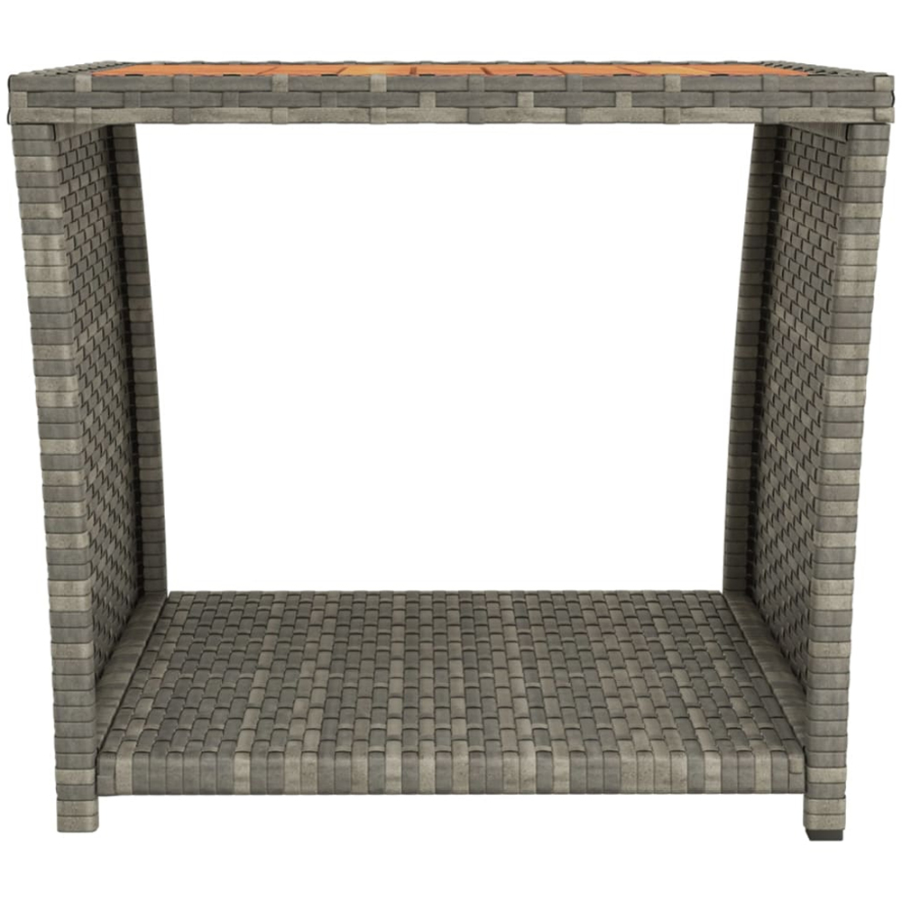 vidaXL Grey Polyrattan and Solid Acacia Wood Tea Table Image 3