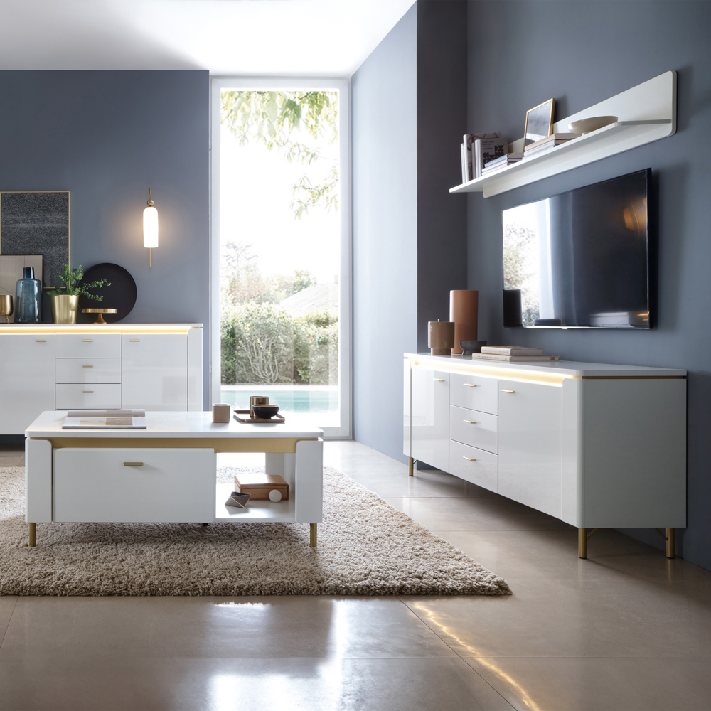 Furniture To Go Lazio 2 Door 3 Drawer Alpine White TV Cabinet Image 4