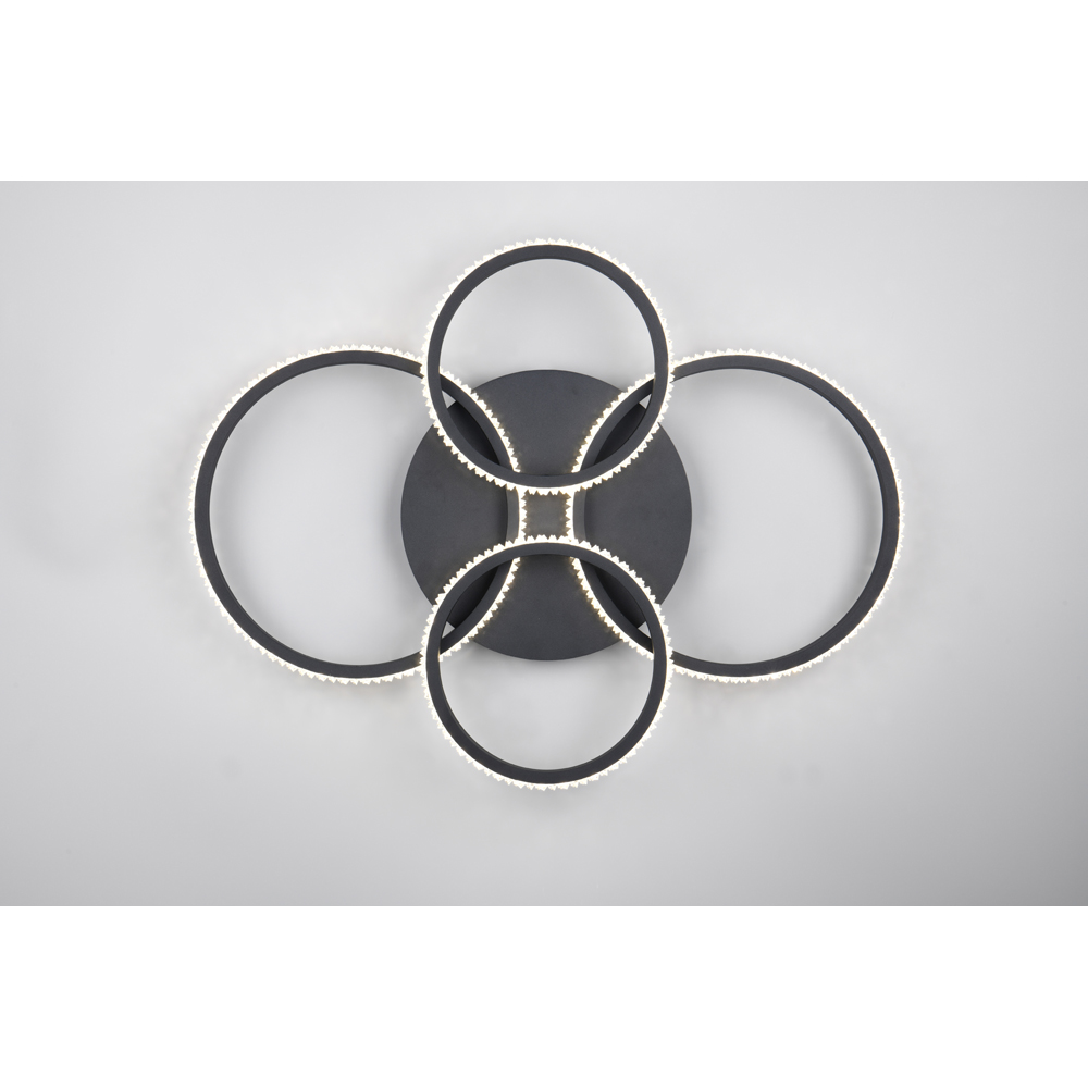 TRIO Cires Matt Black Circles LED Ceiling Light Image 6