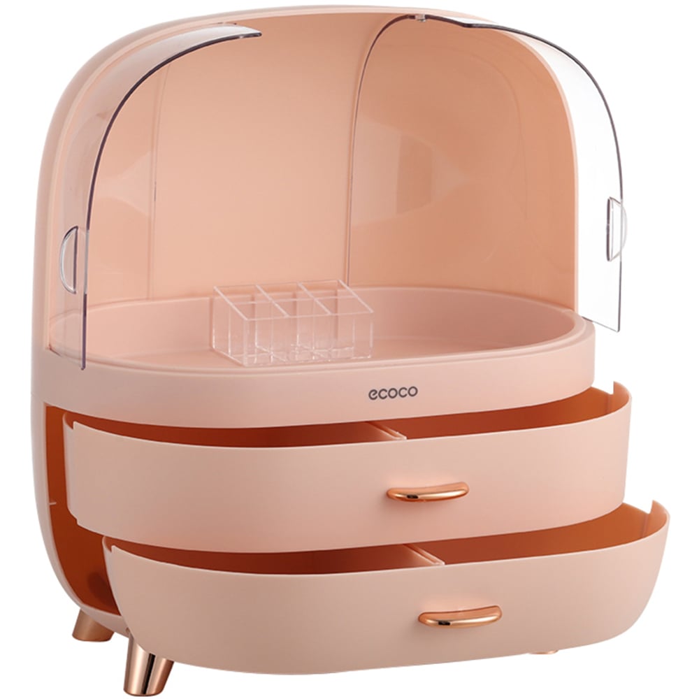 Living and Home 2 Drawer Makeup Storage Organiser with Transparent Door Image 4