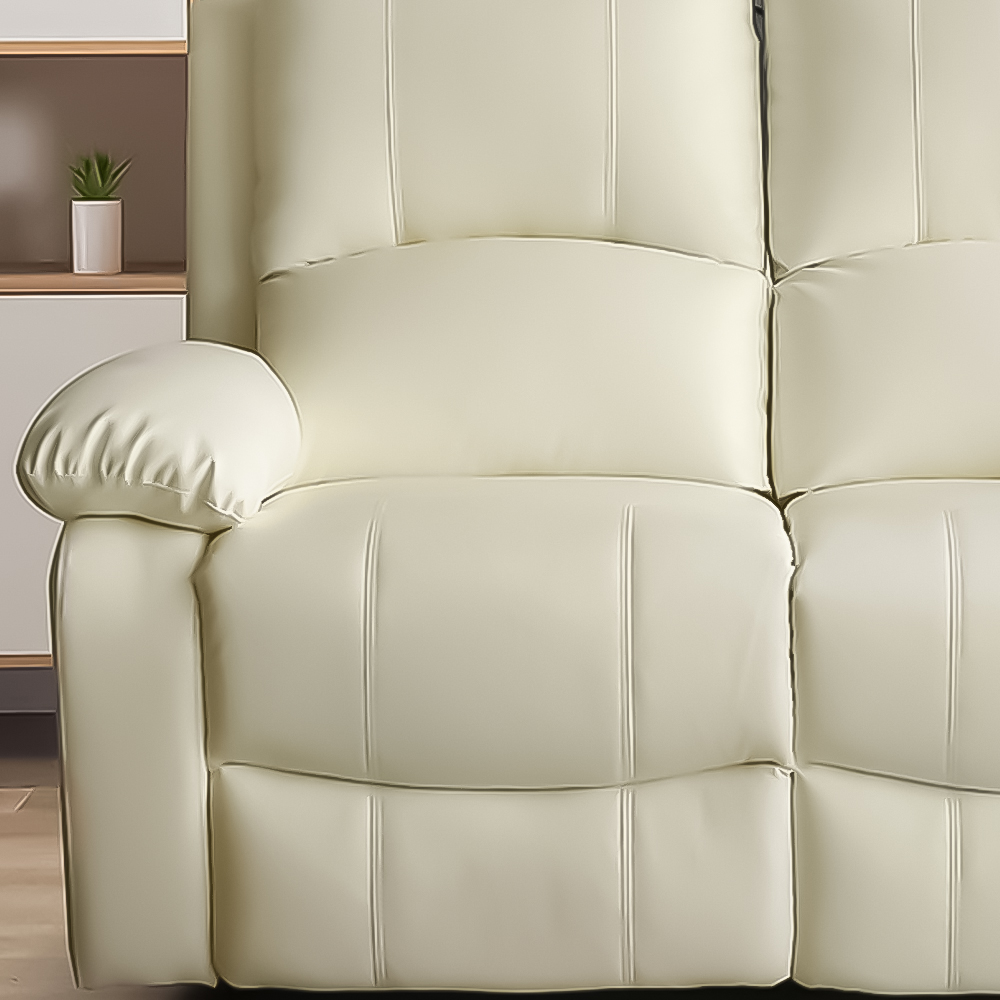 Brooklyn 2 Seater White Bonded Leather Manual Recliner Sofa Image 3