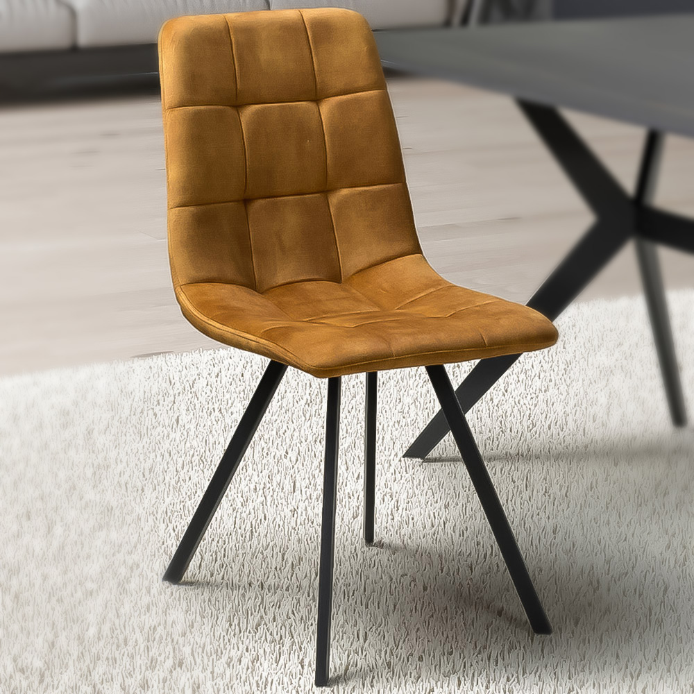 Cadiz Set of 4 Bronze Brushed Velvet Dining Chairs Image 1