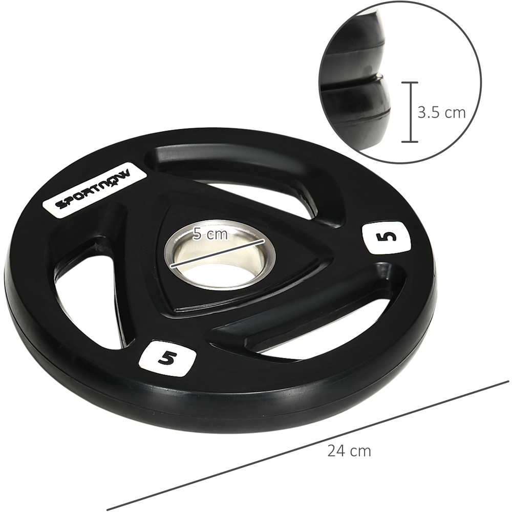 SPORTNOW Tri Grip Rubber Coated Olympic Weight Plate 5kg 2 Pack Image 7